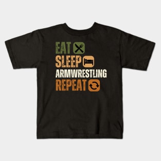 Eat Sleep Armwrestling Repeat Kids T-Shirt